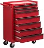 Hilka G301T7BBS Heavy Duty 7 Drawer Trolley with Ball Bearing Slides, red