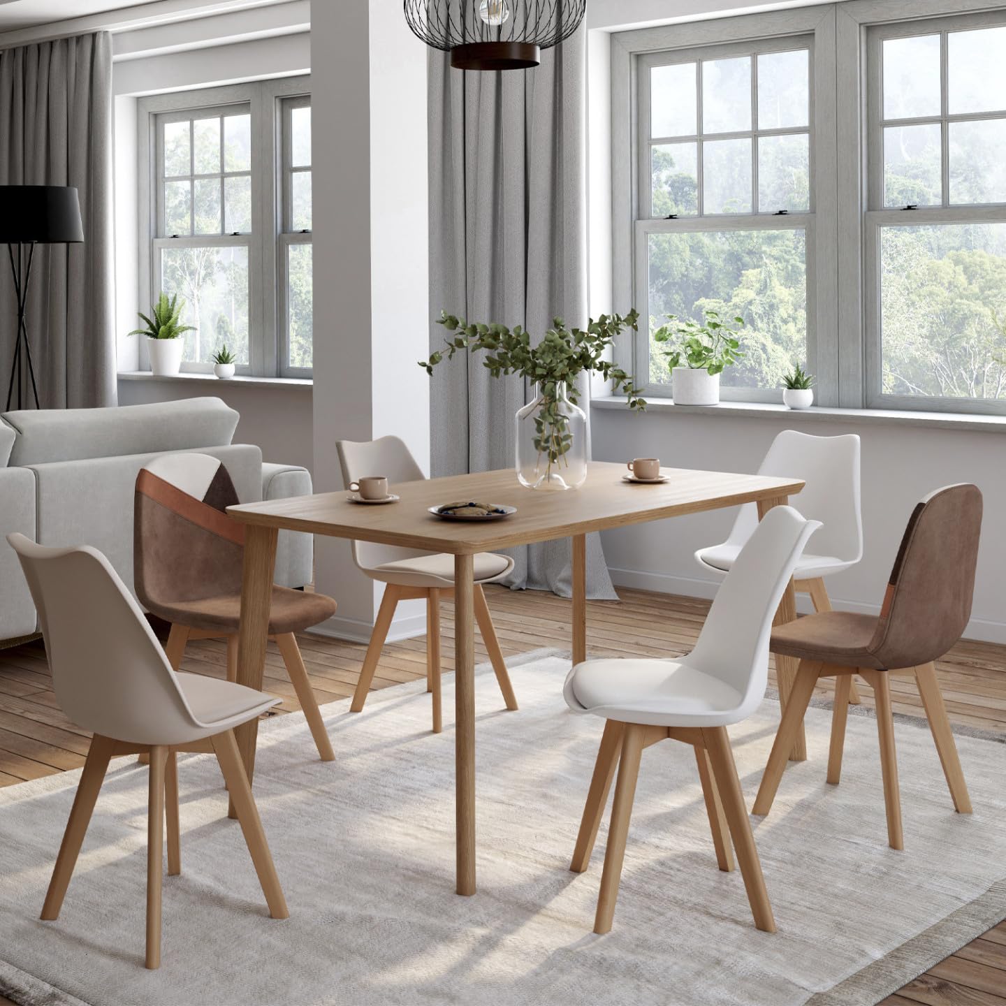 IDMarket - Lot de 6 chaises scandinaves SARA en Velours