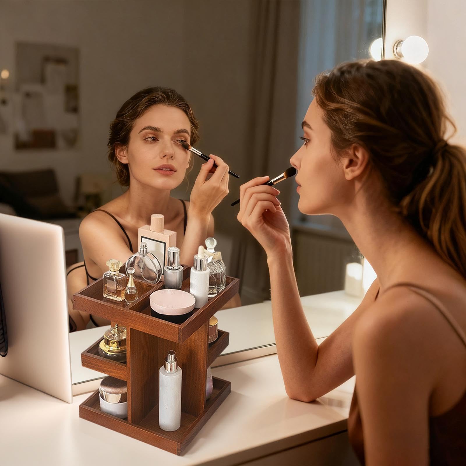 Organizer obrotowy na toaletkę Regał Na Kosmetyki Pielęgnacyjne | Organizer obrotowy 360 blatowy na makijaż Kosmetyki Perfumy Pielęgnacja Skóry Do Łazienki Sypialni Na Blat Do