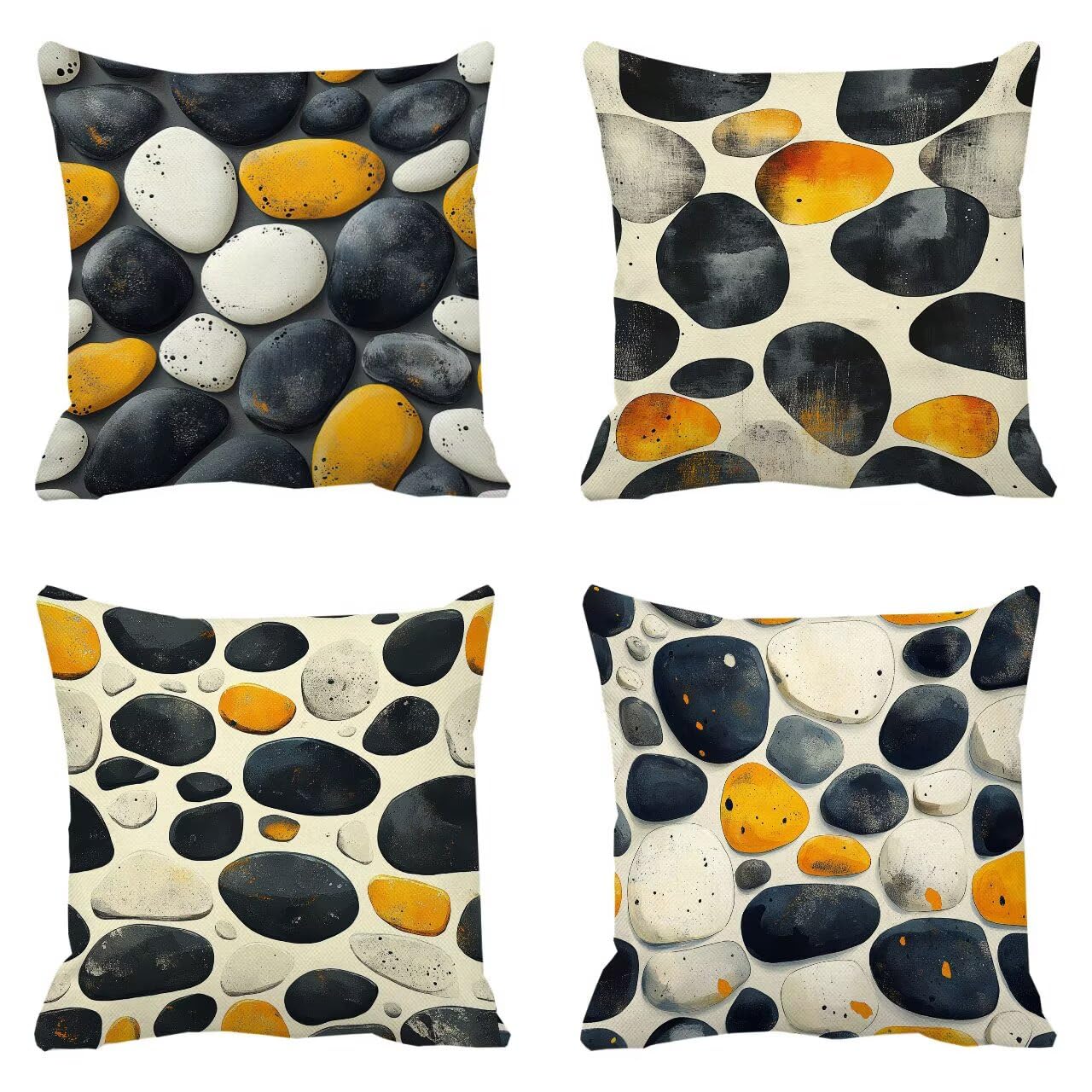 Housse canapé Souvenir design noir pierre 60 x 60 cm textile haut de gamme lot de 4