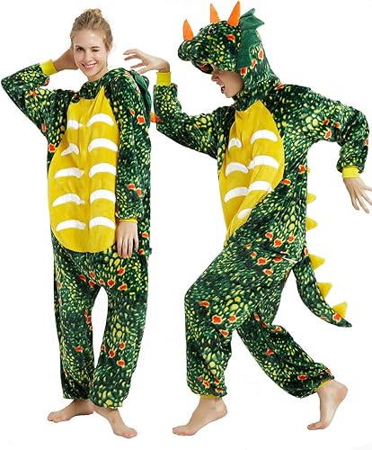 CASABACO Dinosaur Costume Onesie Adult Women Novelty Onepiece Pajamas, Green, M