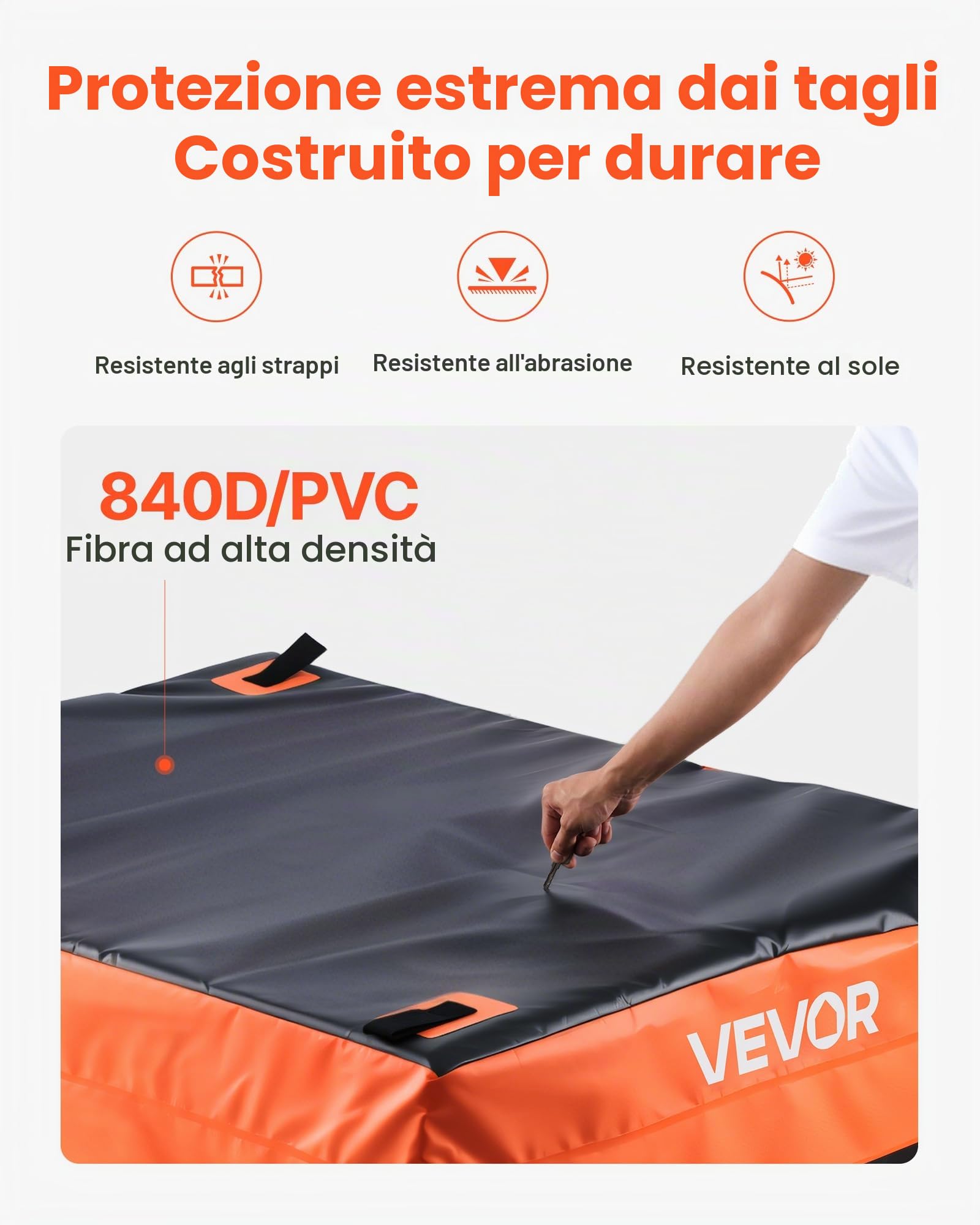 VEVOR Borsa da Carico per Cassone di Camion 1300 x 1020 x 555 mm Borsa da Carico Resistente per Cassone di Camion con Corde Elastiche, Rete e Moschettoni, Adatta a Una Varietà di SUV e Pick-up