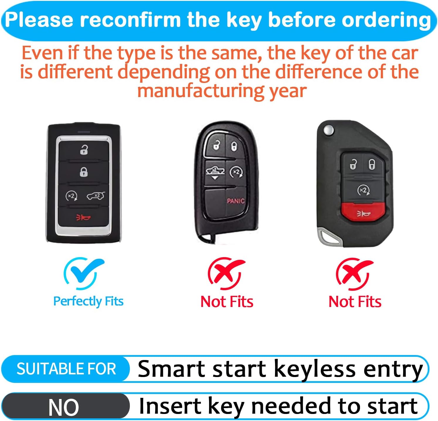 JOYEAR for Jeep Key Fob Cover with Key chain Compatible with 2021 2022 2023 2024 2025 2026 Jeep Grand Cherokee L Grand Wagoneer Car Accessories (Gold-White, 5 Buttons-A) image 2