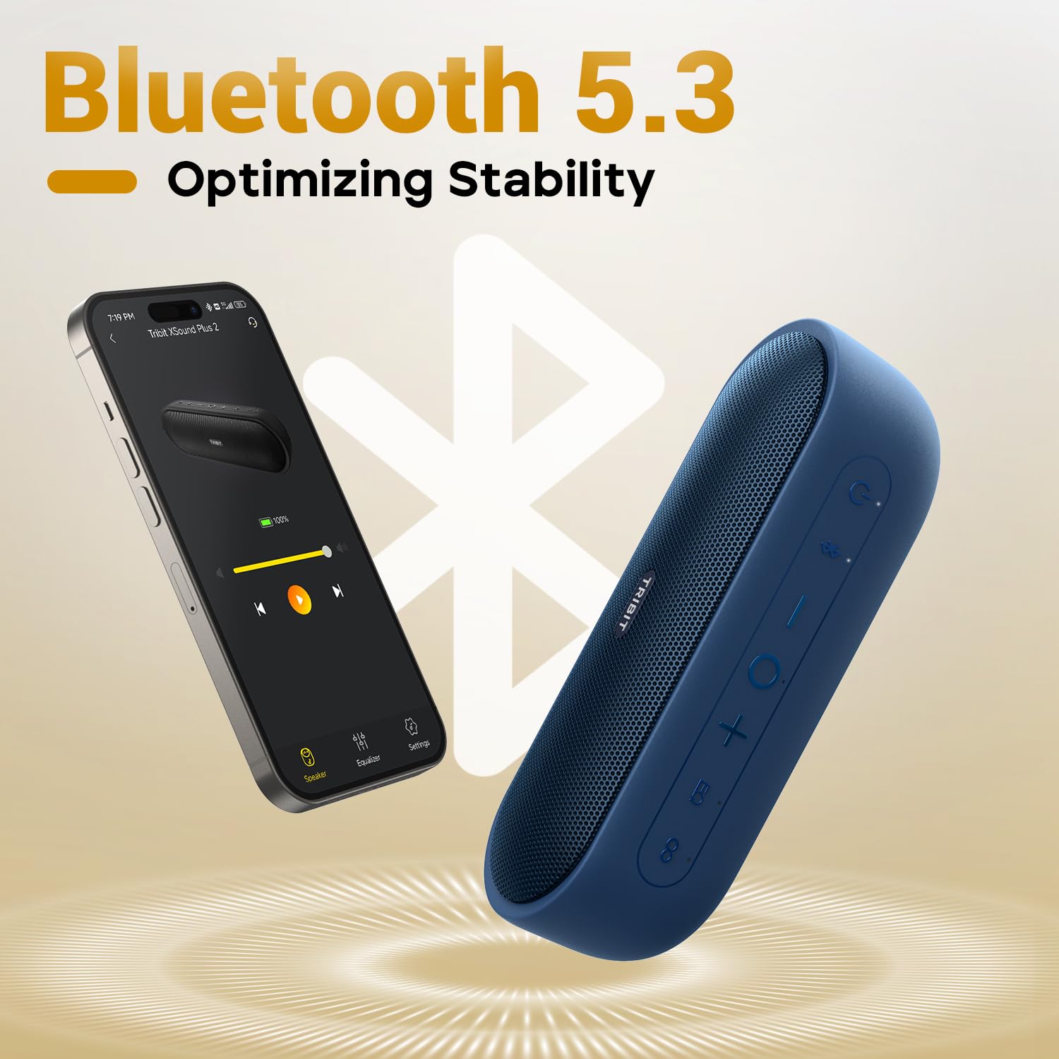 Tribit Przenośny głośnik Bluetooth XSound Plus 2, bezprzewodowy głośnik 30 W z XBass, IPX7, 24 godziny odtwarzania, dźwięk stereo, głośnik Bluetooth 5.3, na imprezę, do samochodu, podróży