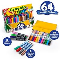Vista 3 de Marcadores Crayola lavables, amplia línea, 64 unidades, Variados