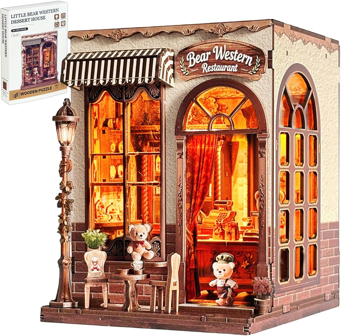 Book Nook Kit, DIY Miniature House Dollhouse Kit for Adults, Bakery Patisserie Mini House Building Kit with LED, Booknook Kit Bookshelf Decor 3D Wooden Puzzles, Gifts for Family and Friends