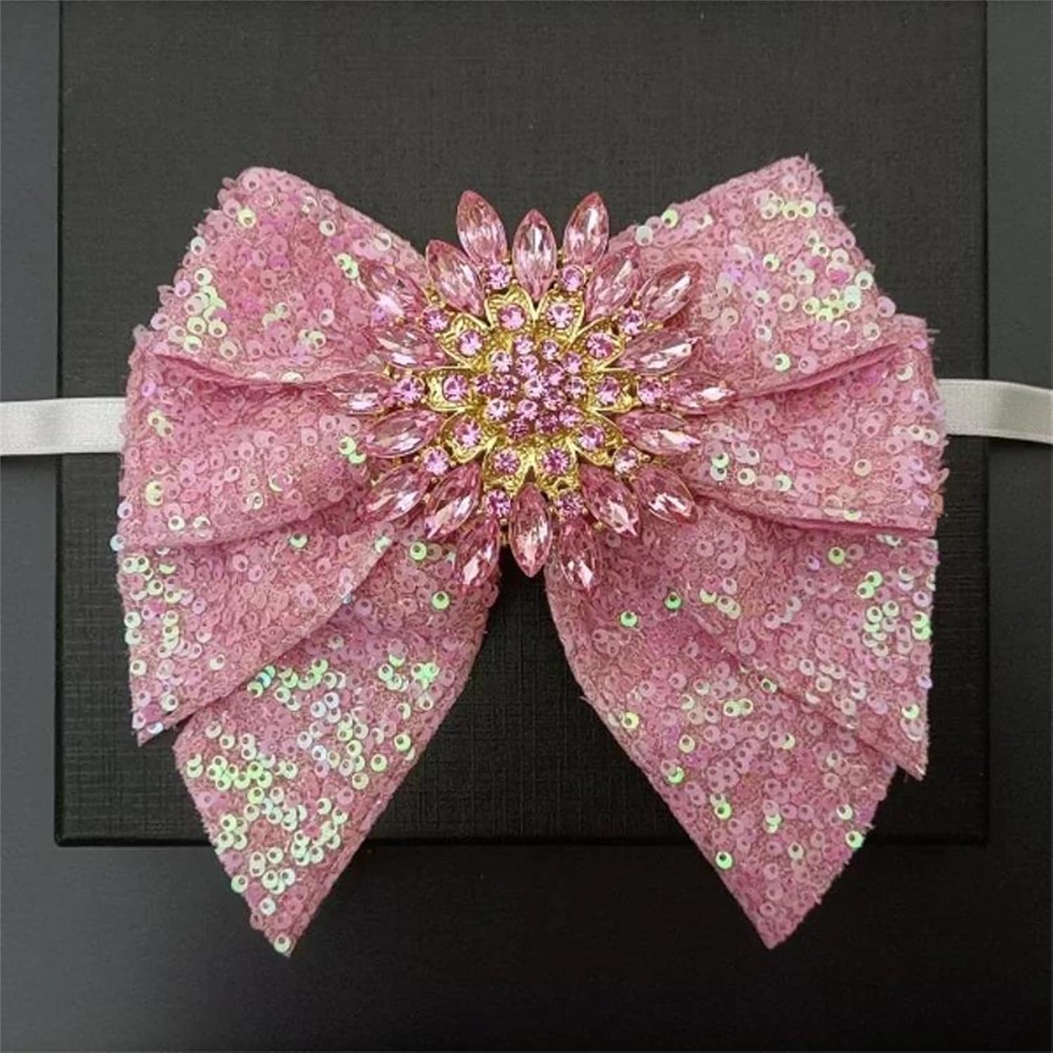 Womens Mens Pink Rhinestone Bow Tie Handmade Original Design Ribbon Collar Flower for British Korean Wedding Suit