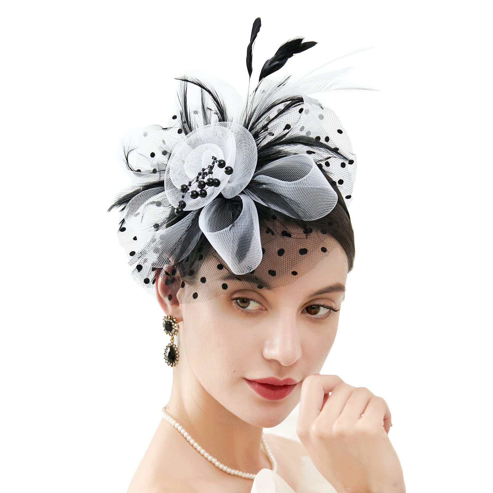 Amazon.com: Fascinators Hat for Women Tea Part? Feather  display picture 3