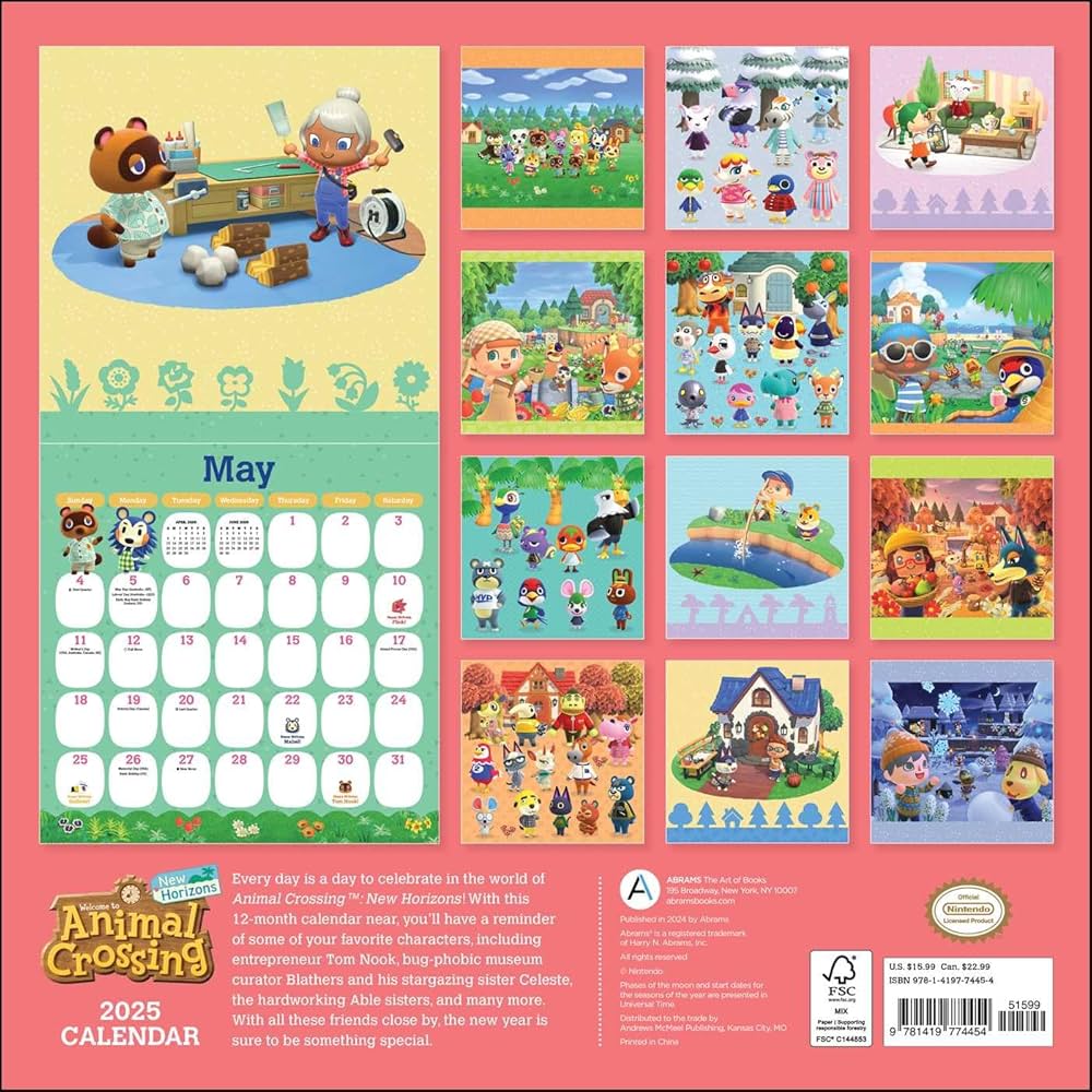 Amazon.com: Animal Crossing: New Horizons 2025 Wall Calendar: 9781419774454: Nintendo: Books
