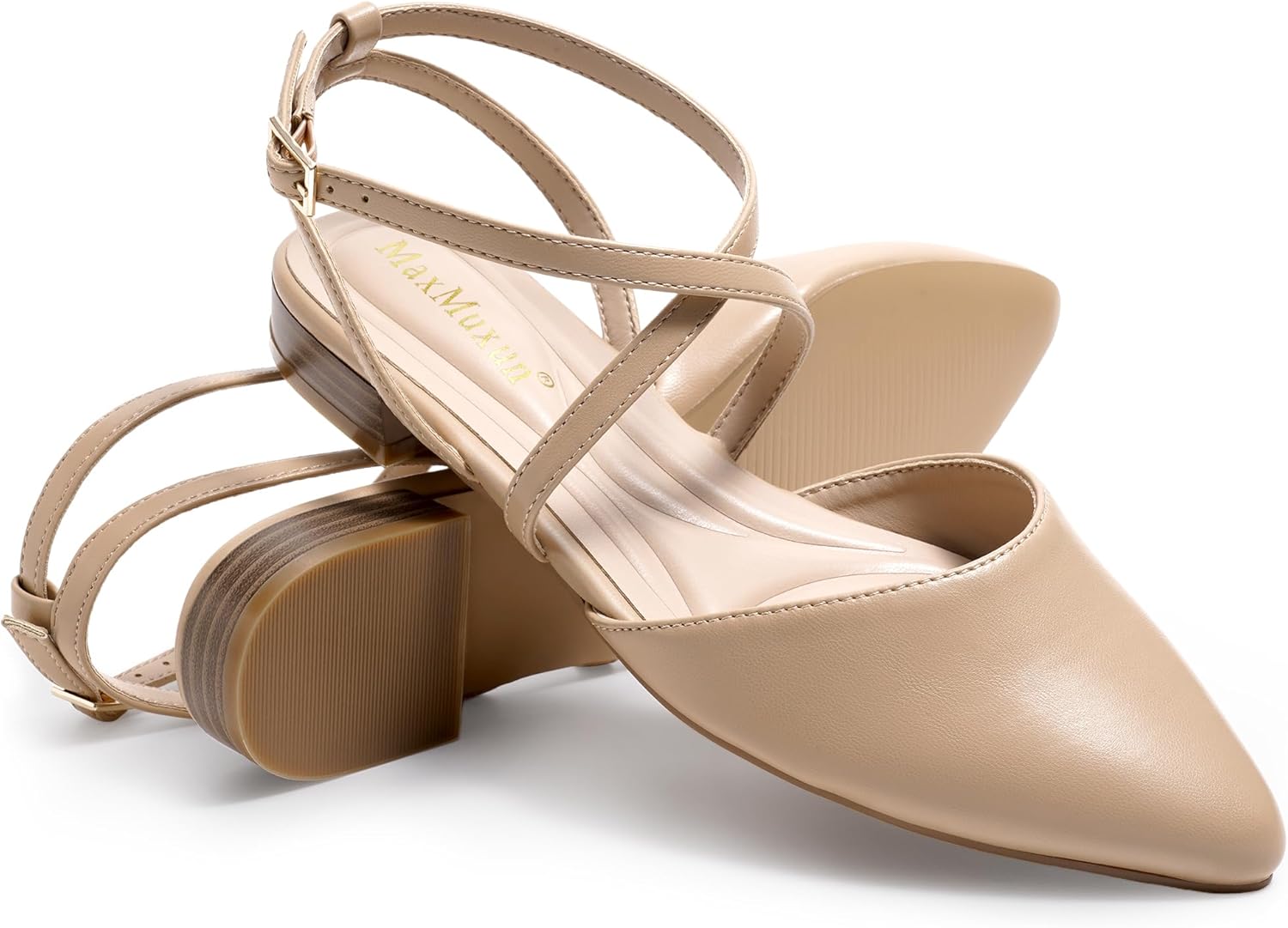 MaxMuxun Women's Ballet Flats Shoes Pointed Toe Low Heel Dress Shoes Comfortable Dressy Flats for Casual Wedding Office Party Business - Image 4