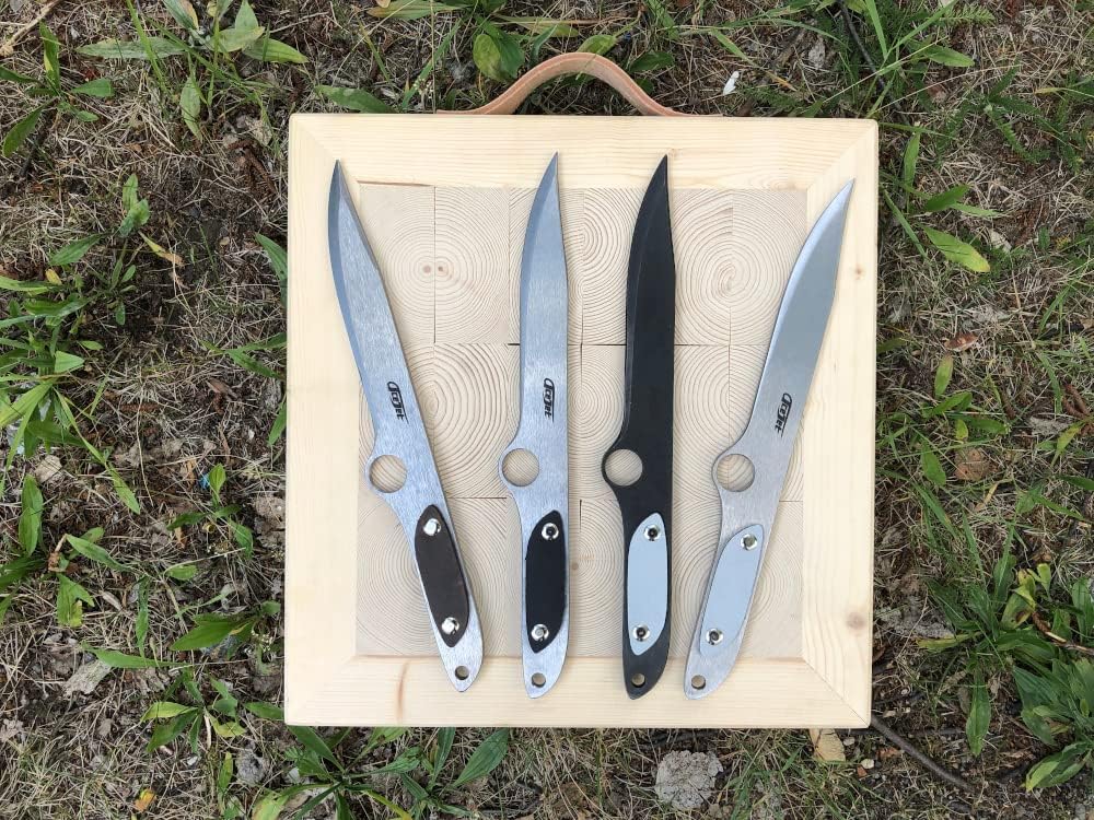 ACEJET SPINNING BOWIE Silver Hunter 12'' black grip - throwing knife