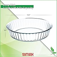 Vista 3 de SIMAX Molde de vidrio para hornear, plato redondo de 10.25 pulgadas de profundidad, manzana, calabaza, tartas navideñas, soporte para pastel