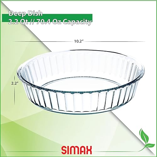 Miniatura 3 de Simax - Bandeja de vidrio para pasteles plato redondo profundo ideal para manzana calabaza pasteles festivos etc - Soporte para tartas acanaladas