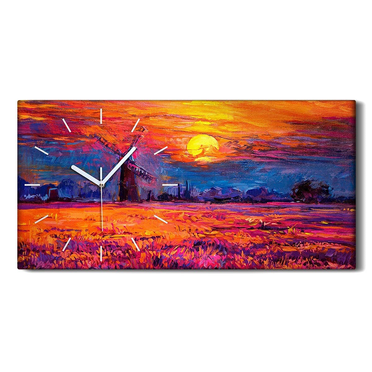 Horloge Fleur de Ciel pour salon | Tableau mural 60x30 cm sans bruit pour un sommeil serein