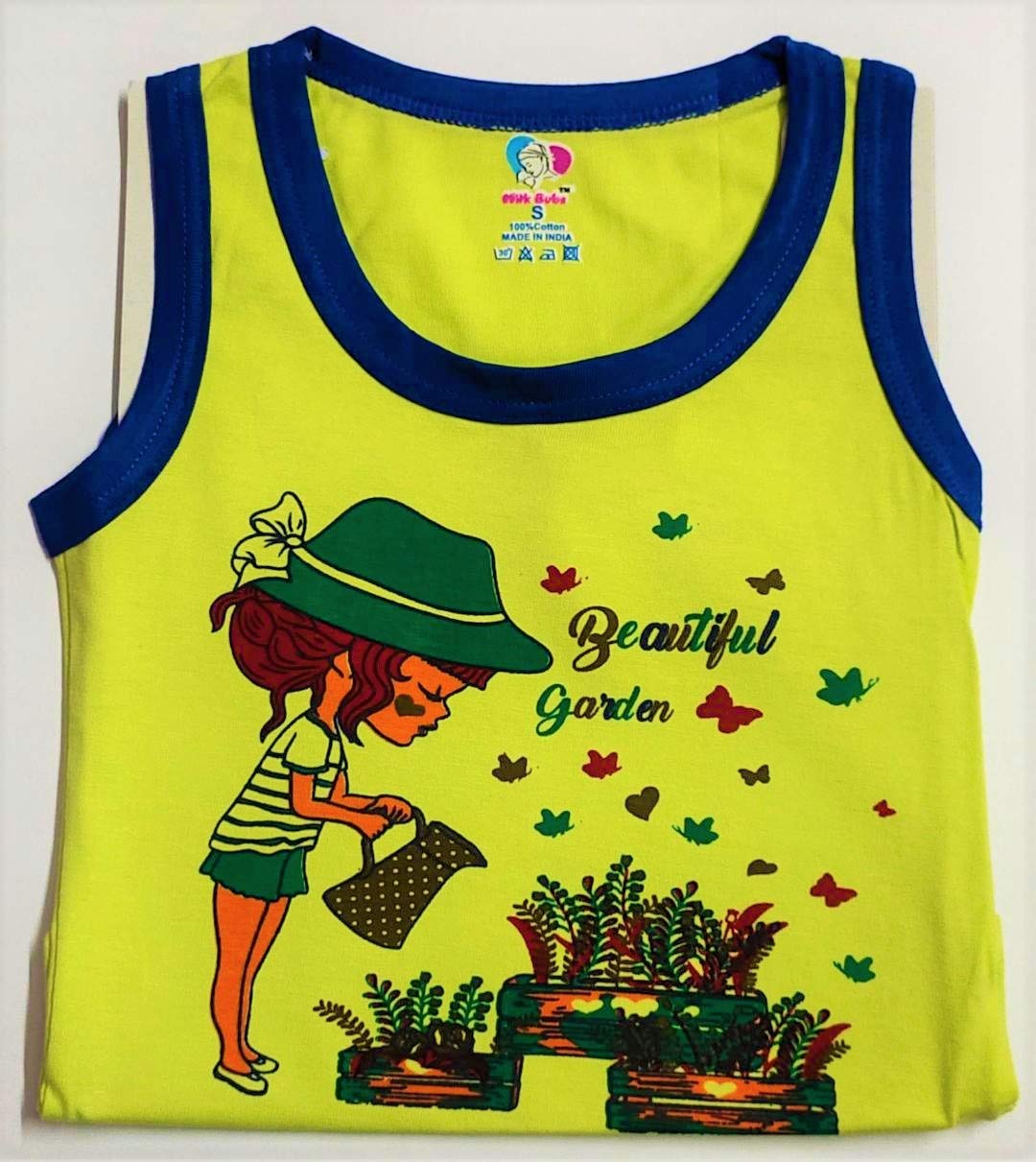 Kinder Choice Milk Bubs Baby Boys Sleeveless Round Neck T-Shirts Lemon (0-6 months - Small)