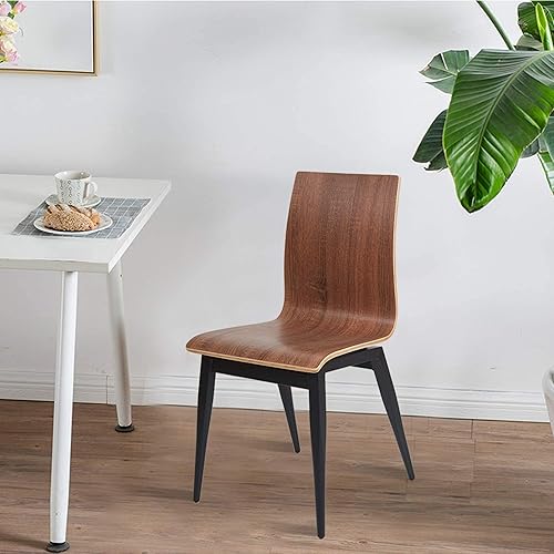 Miniatura 2 de LUCKYERMORE Juego de 4 sillas de comedor modernas con asiento de madera y patas de metal, silla auxiliar de comedor para interiores y exteriores,