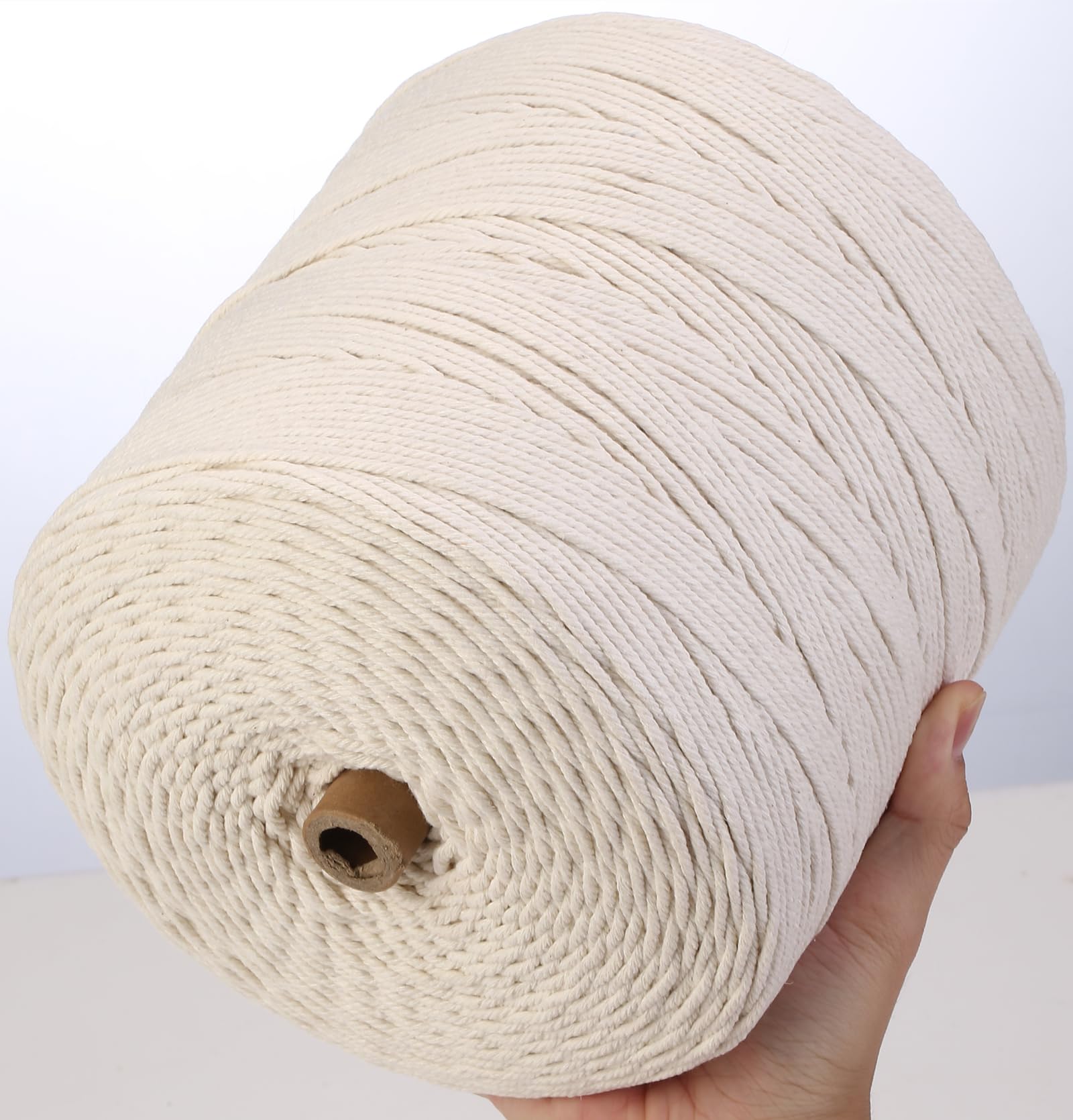 GOHOHOF Macrame Cord 3mm x 875yards Natural Macrame Cotton Rope Colored Macrame Rope Soft Cotton Cord Macrame Supplies Craft Rope Macrame Yarn for Plant Hanger Wall Hanger Dreamcatcher(Beige)