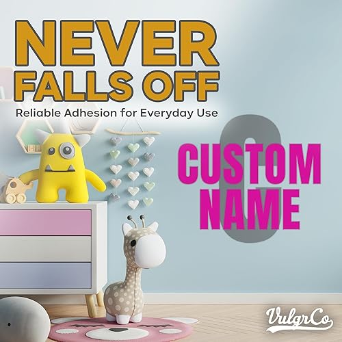 Miniatura 4 de VulgrCo Calcomanía de pared personalizada para habitación de niños, decoración personalizada de guardería y calcomanías de nombre para despegar
