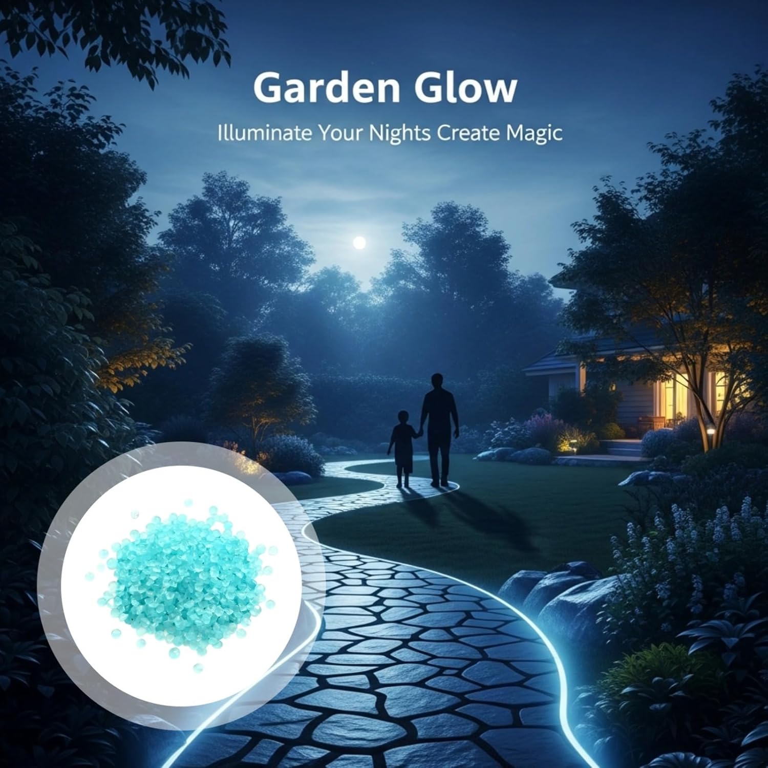 Light Blue Shiny Stone Glow in The Dark Gravel, 2.2 Lbs 0.12 X 0.2 in Decorative Gravel Rocks, for Fish Tank, Aquarium, Walkway, Garden, DIY Accent