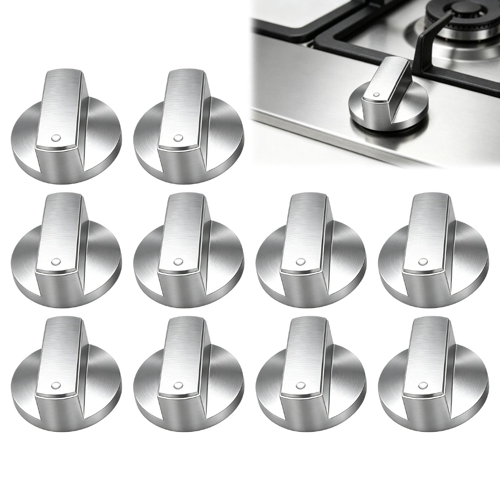 MFSKJELF 10Pcs Cooker Knobs Gas Stove Knob, 8mm Universal Cooker Knobs Replacement Set, Button Accessories for Kitchen Cooktop Cookers Stoves Ovens Use Precise Temperature Control