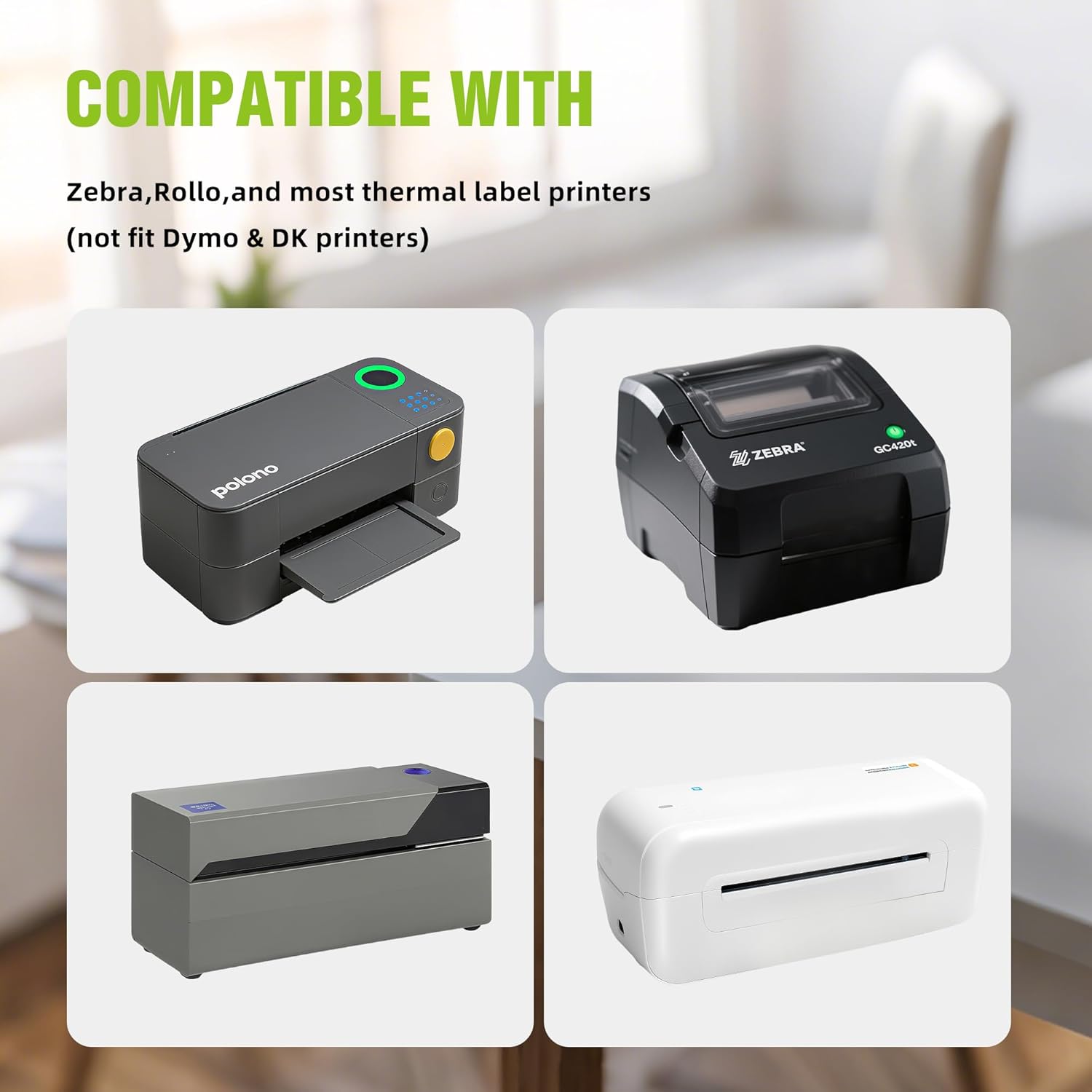2" x 1" Direct Thermal Labels-Perforated Barcodes, Shipping, Address Label Paper, Durable Self-Adhesive Thermal Printer Stickers, Compatible with Zebra & Rollo Printers（12 Rolls，1000 Labels/Roll）