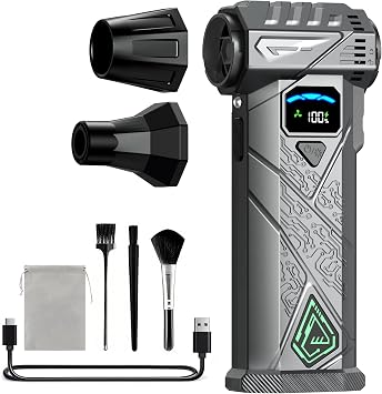 Compressed Air Duster, 130000RPM Electric Air Duster with Smart LED Display, Stepless Speed Control, Fast Charging 8000mAh Rechargeable Air Blower for PC Keyboard, Car and Home Cleaning