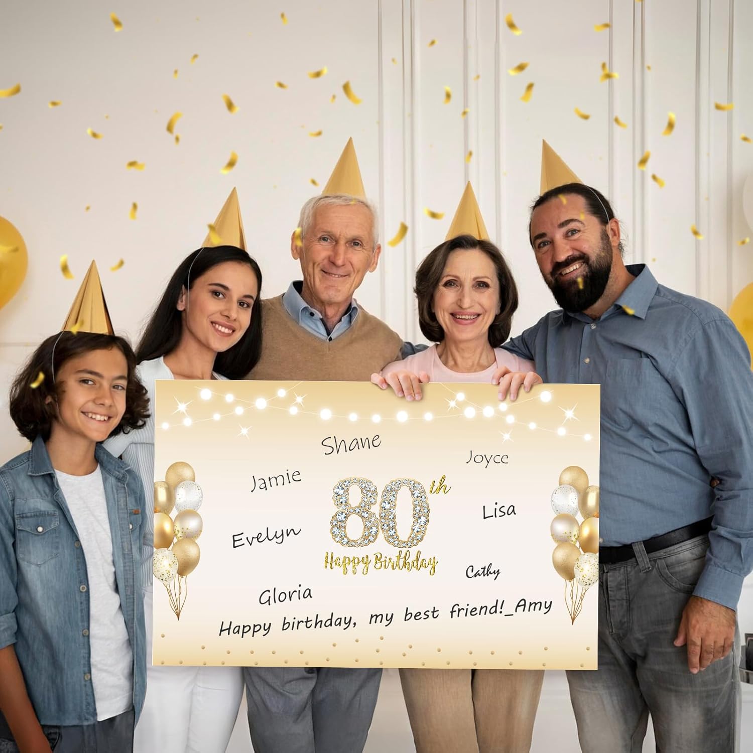 Large 80th Birthday Card With Envelope, Black Gold Happy 80th Birthday Giant Guest Book Gifts for Men Women, Giant Eighty Bday Card Gifts Party Supplies, The Year 1946 Jumbo 80 Bday Card - Image 6