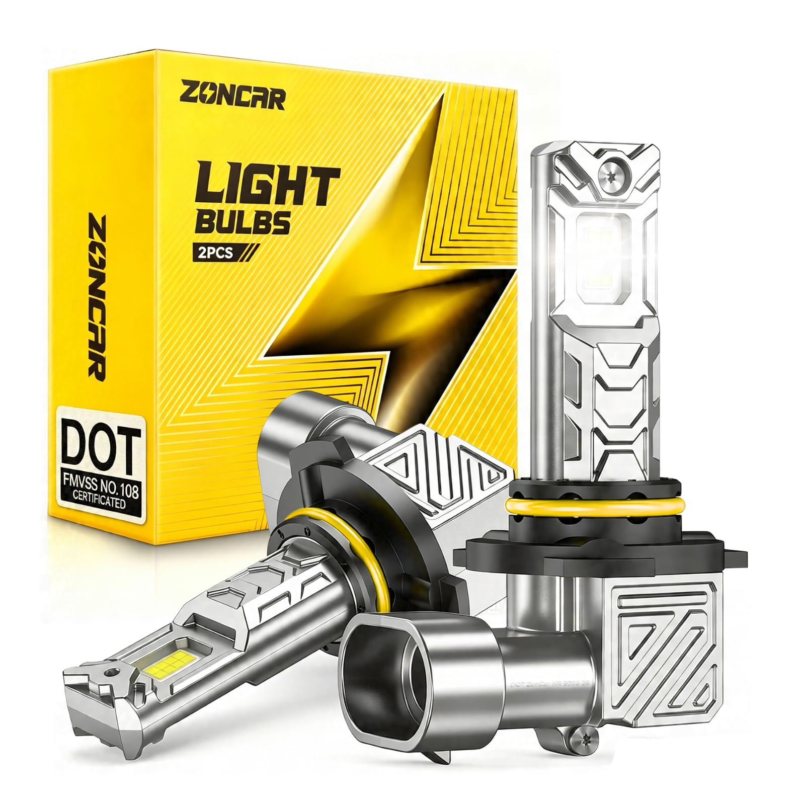 ZonCar 9005/HB3 LED Bulbs, 60000LM 12x Brighter, 6500K White 9145 H10 Fog Light Bulbs, 1:1 Size Plug & Play IP68 Waterproof, Dual liquid-cooling copper pipes 7y+ Lifespan, Anti Flickering, Pack of 2