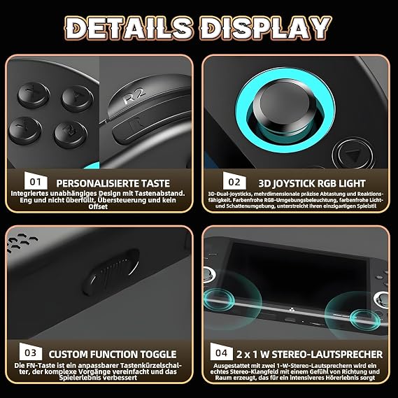 TRIMUI Smart Pro Handheld Game Console,5000mAh Built-in 128G with 15000 games,Linux System,5- inch IPS High-Definition Screen,RGB Dual Joystick Design (Gray,128G)