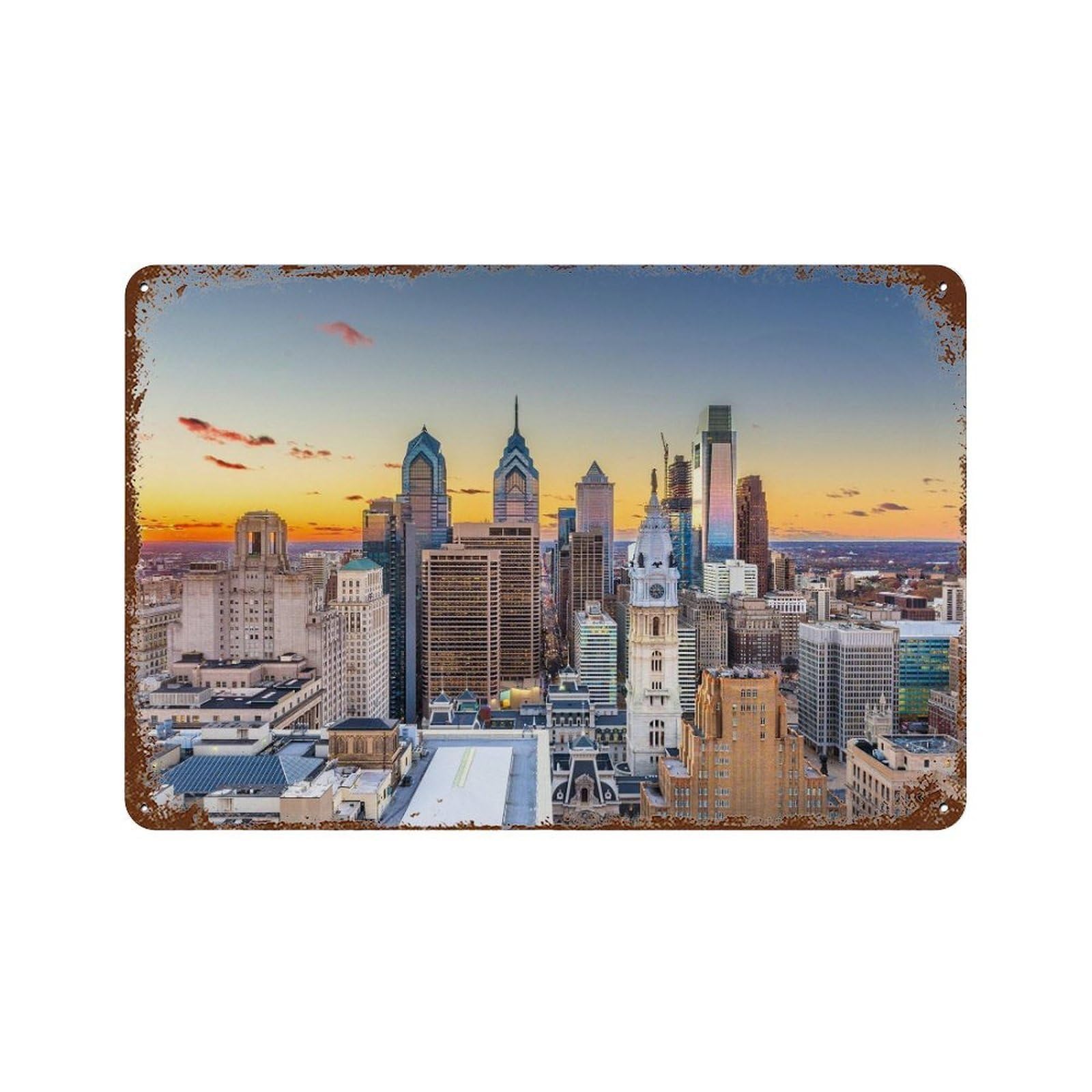 xiaoxiaoshen Real Photo Philadelphia Pennsylvania Wall Decor Art Metal Tin Poster Modern Home Decor Art Home Bar Shop Decorations Vintage Sign 20x30cm