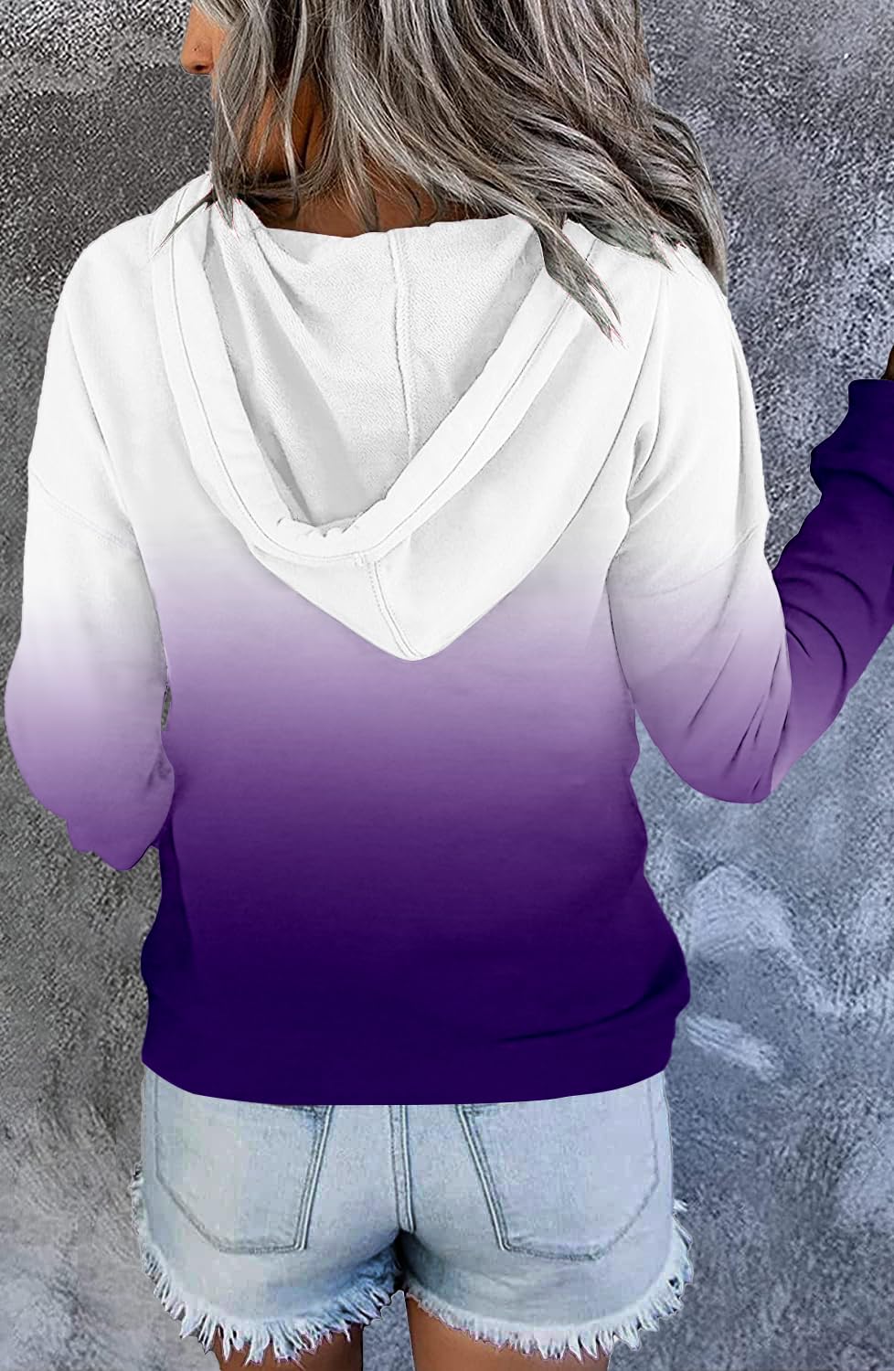 VIEACTIVEWEAR Felpa con cappuccio da donna tie dye felpa teenager con bottoni a pressione top casual a maniche lunghe oversize pullover, 01-grad.-wh-p., Large