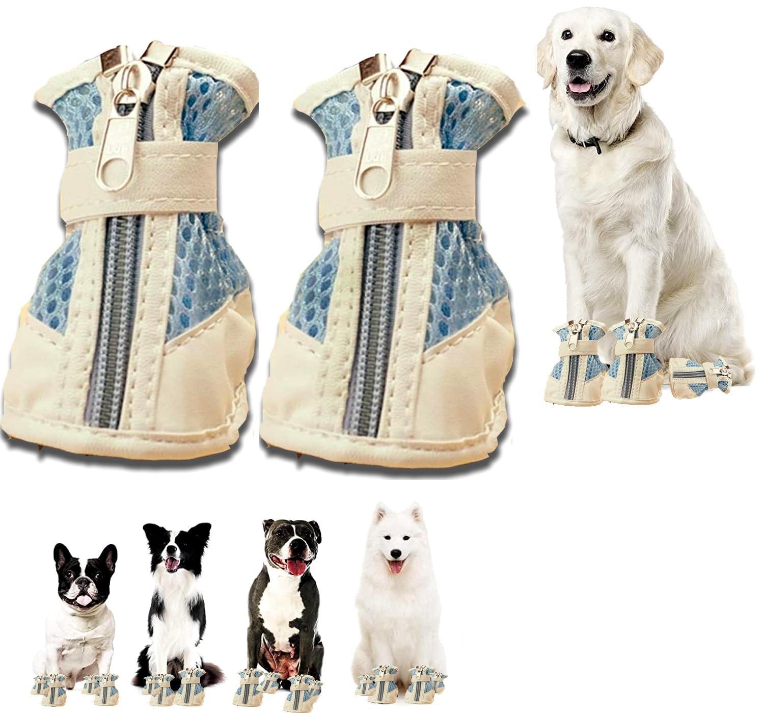 Doggo Bite Dog Shoes for Shih Tzu,Golden Retriever and German Shephered/Winter Warm Breathable Dog Boot Adjustable Zipper White Paw Protector-Waterproof Size-4 (L X W Paw-2.75x 1.96) Inches (B0DHD7C19J) Amazon Price History, Amazon Price Tracker