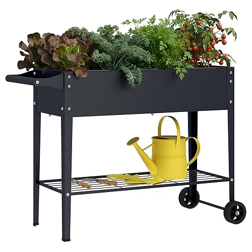 Elevate 32" Tall Raised Garden Bed with Wheel,Planter Box for