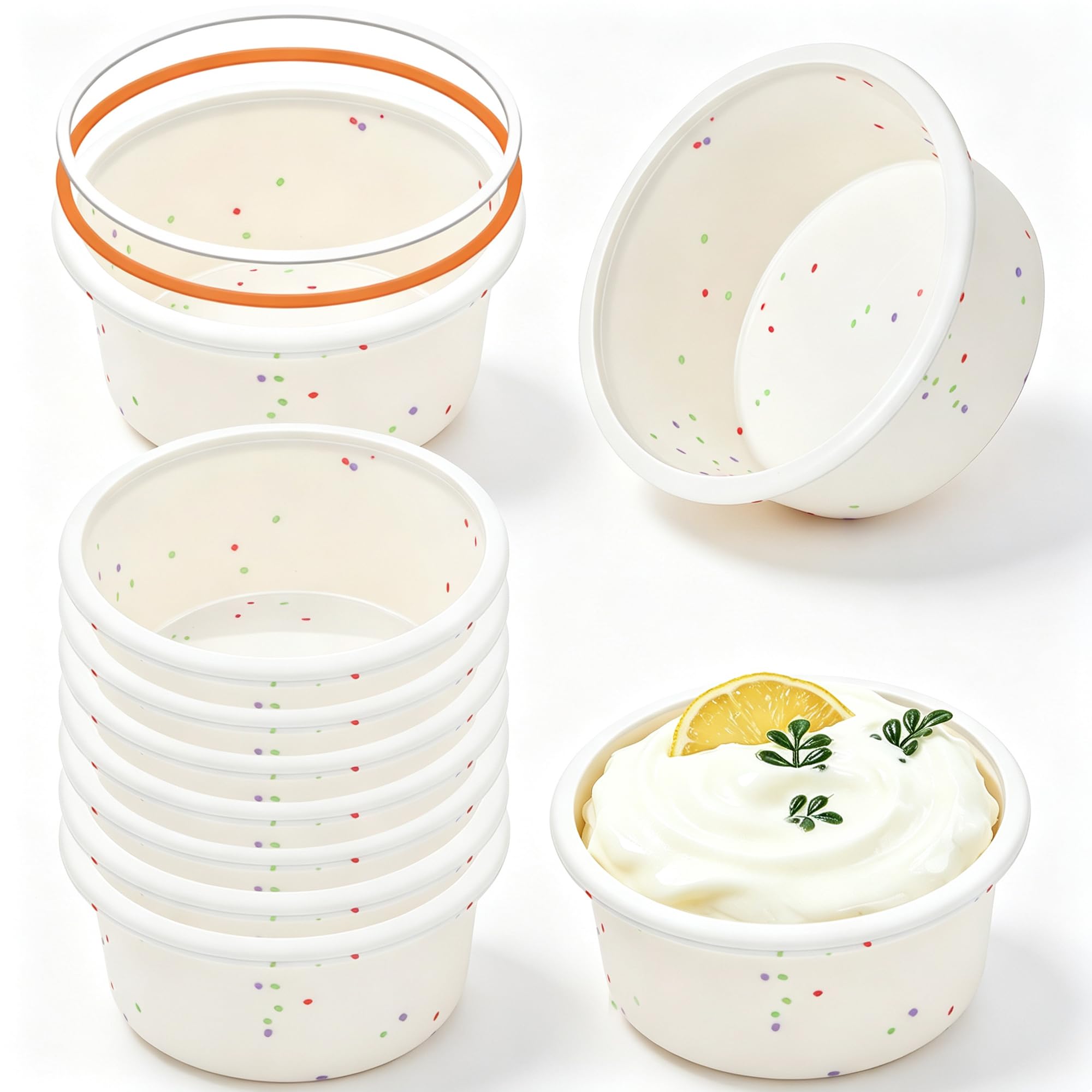 4 Inch Silicone Round Cake Pans with Metal Reinforced Frame, Nonstick Mini Smash Cake Molds for Baking, BPA Free – Set of 10 for Baby's First Birthday, Small Cakes, Desserts (Cream)