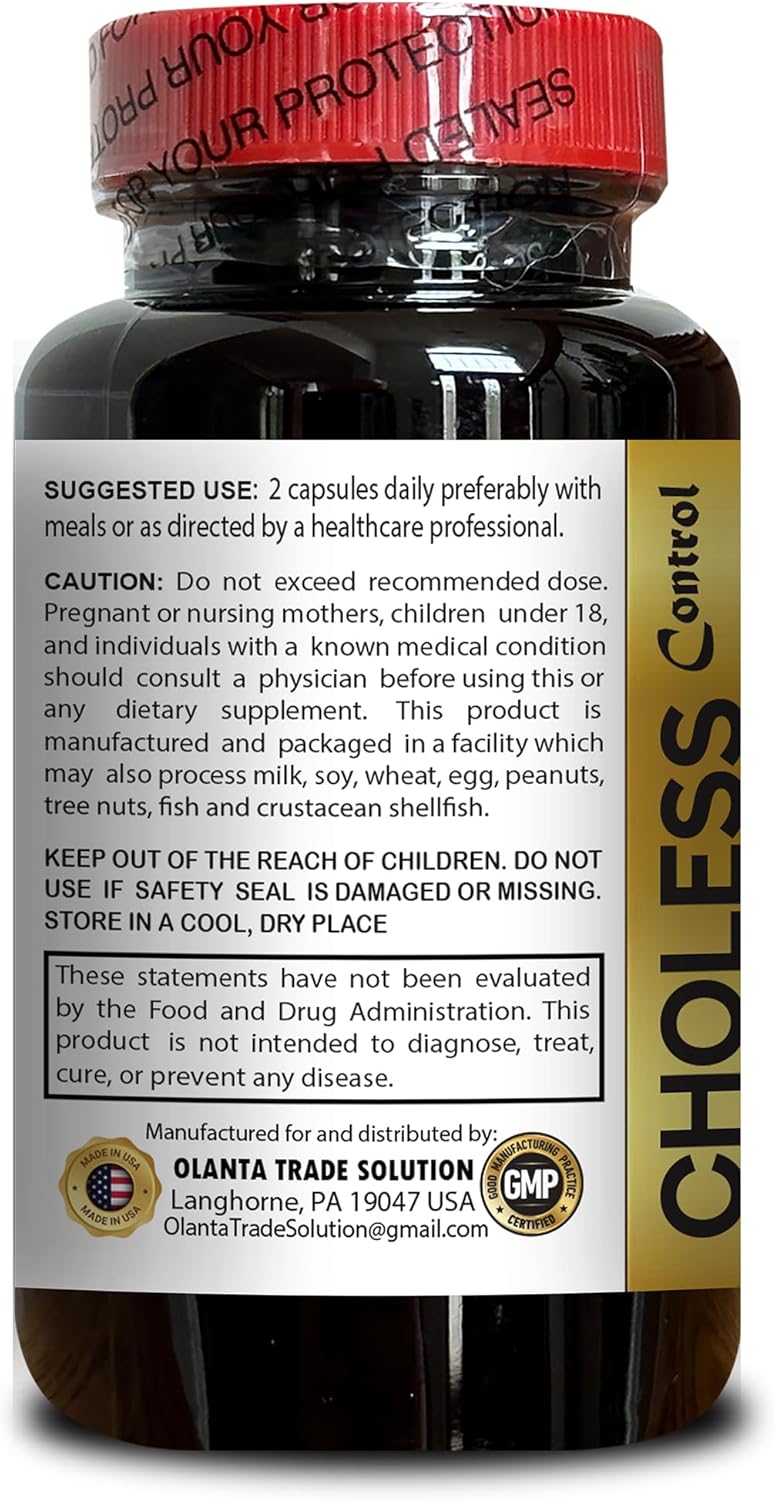 Choless Control Natural Balance Formula with Niacin Policosanol Guggul Garlic Cayenne & Plant Sterols for Normal Cholesterol Support 2 Bottles 120 Capsules