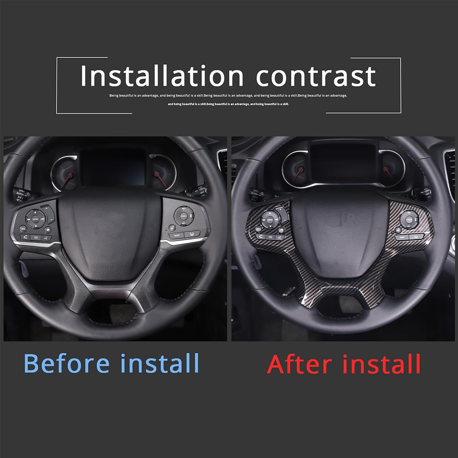 Steering Wheel Panel Trim Steering Wheel Button Cover Fit for Honda Pilot 2019-2022 Steering Wheel Frame Trim Car Steering Wheel Button Frame Cover Trim (Carbon Fiber Pattern, 9 Holes)
