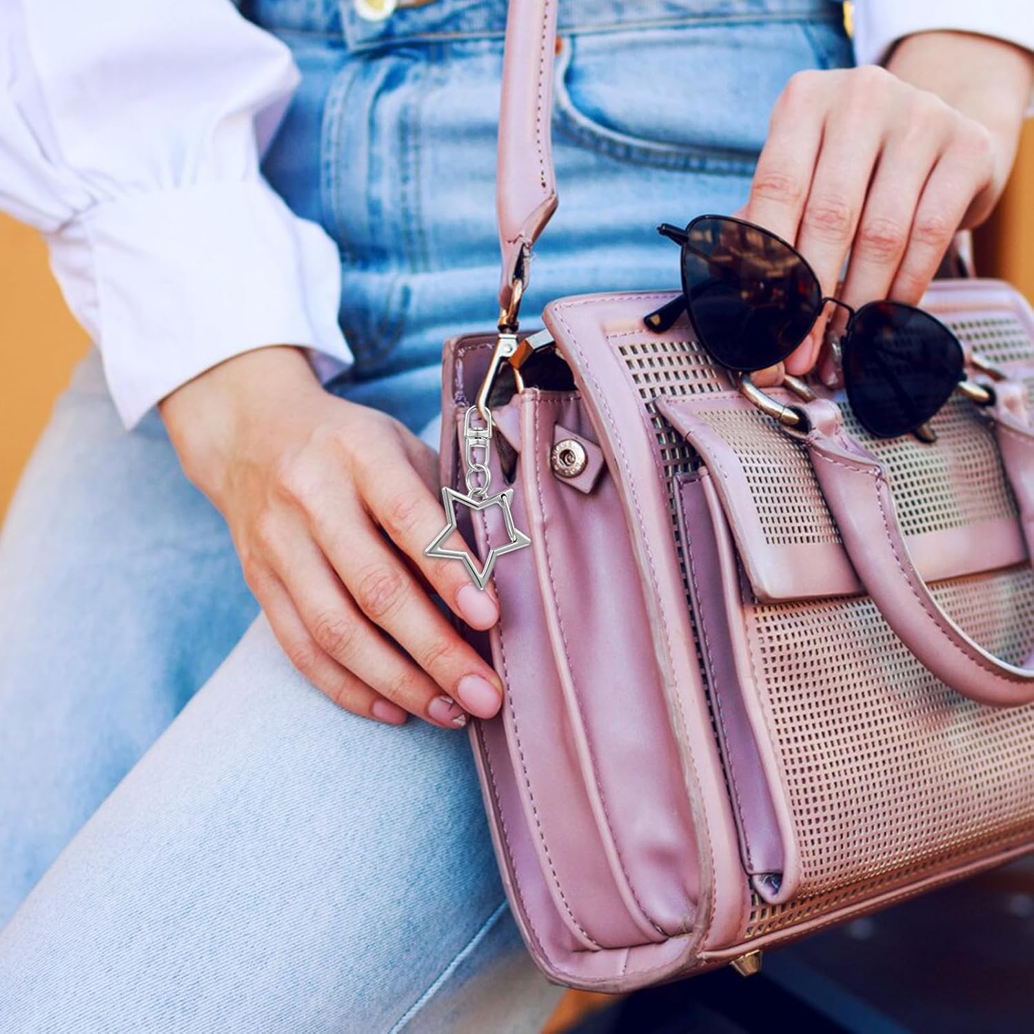 50 Pcs Star Lobster Claw Clasp with Chain Hanging Buckle and Open Jump Ring, Silver Star Shaped Spring Snap Keychain for Jewelry Making Keychains DIY Crafts - Image 7