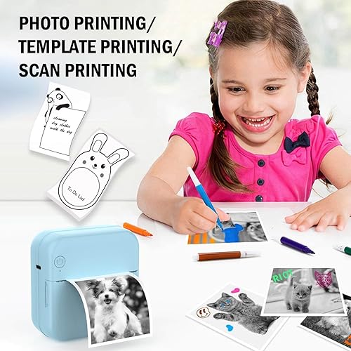 Miniatura 7 de HUIJUTCHEN 10 rollos de papel térmico para mini impresora sin tinta, 5 rollos de papel adhesivo térmico y 5 rollos de papel liso térmico, 2.244 x