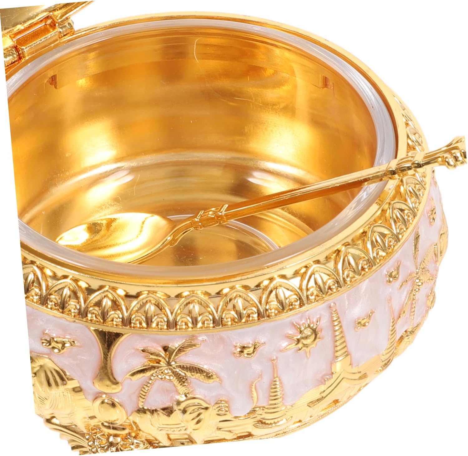 European Style Zinc Alloy Sugar Jar with Lid Small Seasoning Container for Kitchen Minimalist Condiment Holder with Spoon