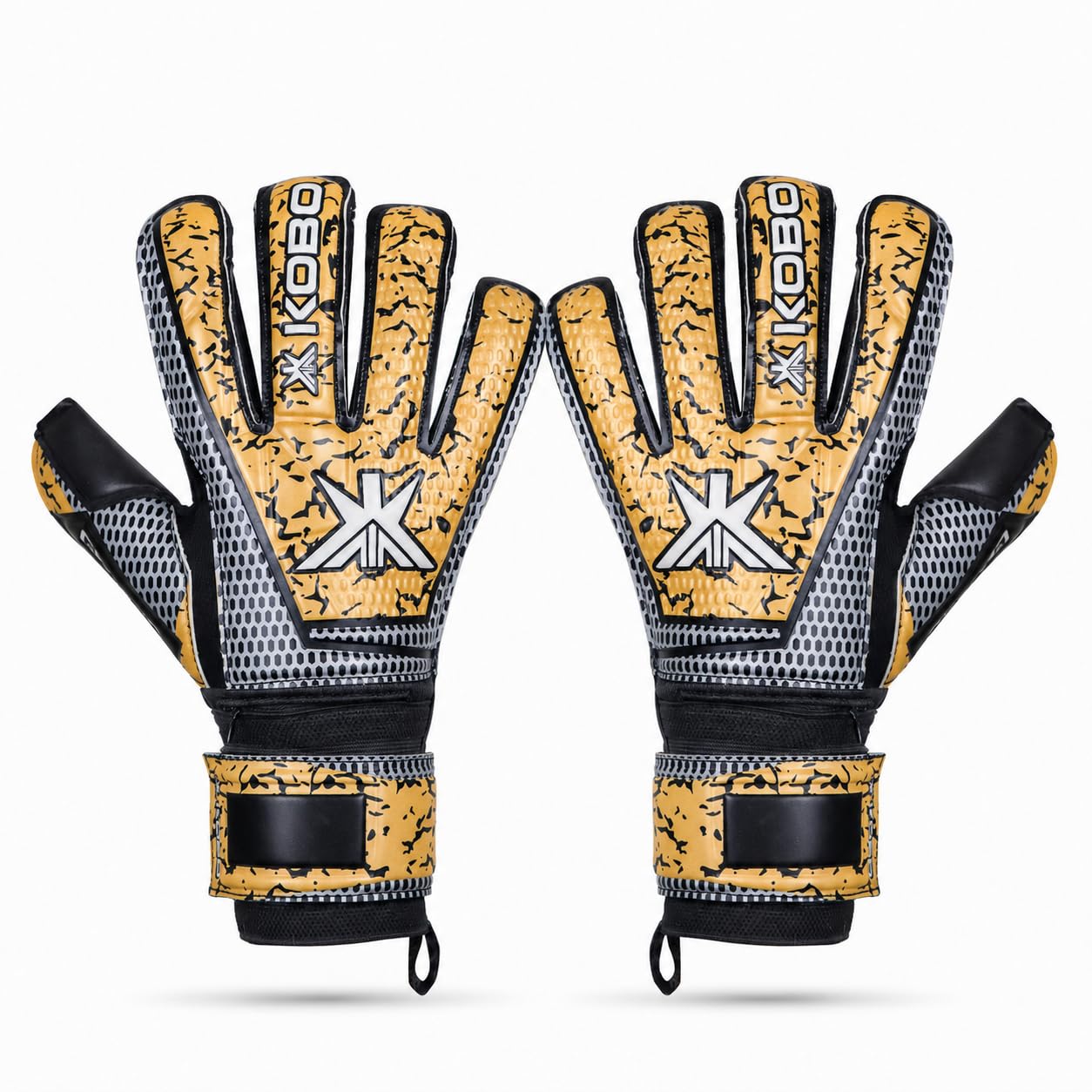 Kobo GKG-46 Professional Football Soccer Goalkeeper Gloves 2 in 1 with Removable Finger Protection for Men, Boys & Kids with 4mm German Latex Palm (9.5)-image-44