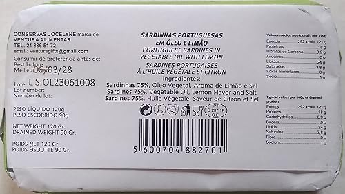 Miniatura 2 de Conservas JOCELYNE - Sardinas gourmet enlatadas en aceite vegetal y limón (Lisboa Landmarks) - 4.23oz  120gr (paquete de 5 latas)