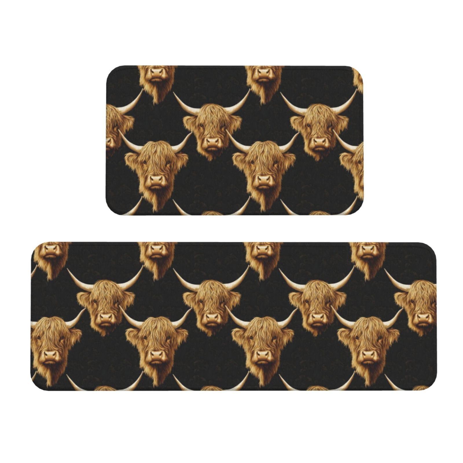 GVYGVY Antifatigue Kitchen Mats for Floor 2 Piece - Retro Realistic Cow Print Kitchen Rugs Washable, Non Slip Runner Rug Standing Mat for Office/Bathroom/Laundry/Home Decor and Accessories