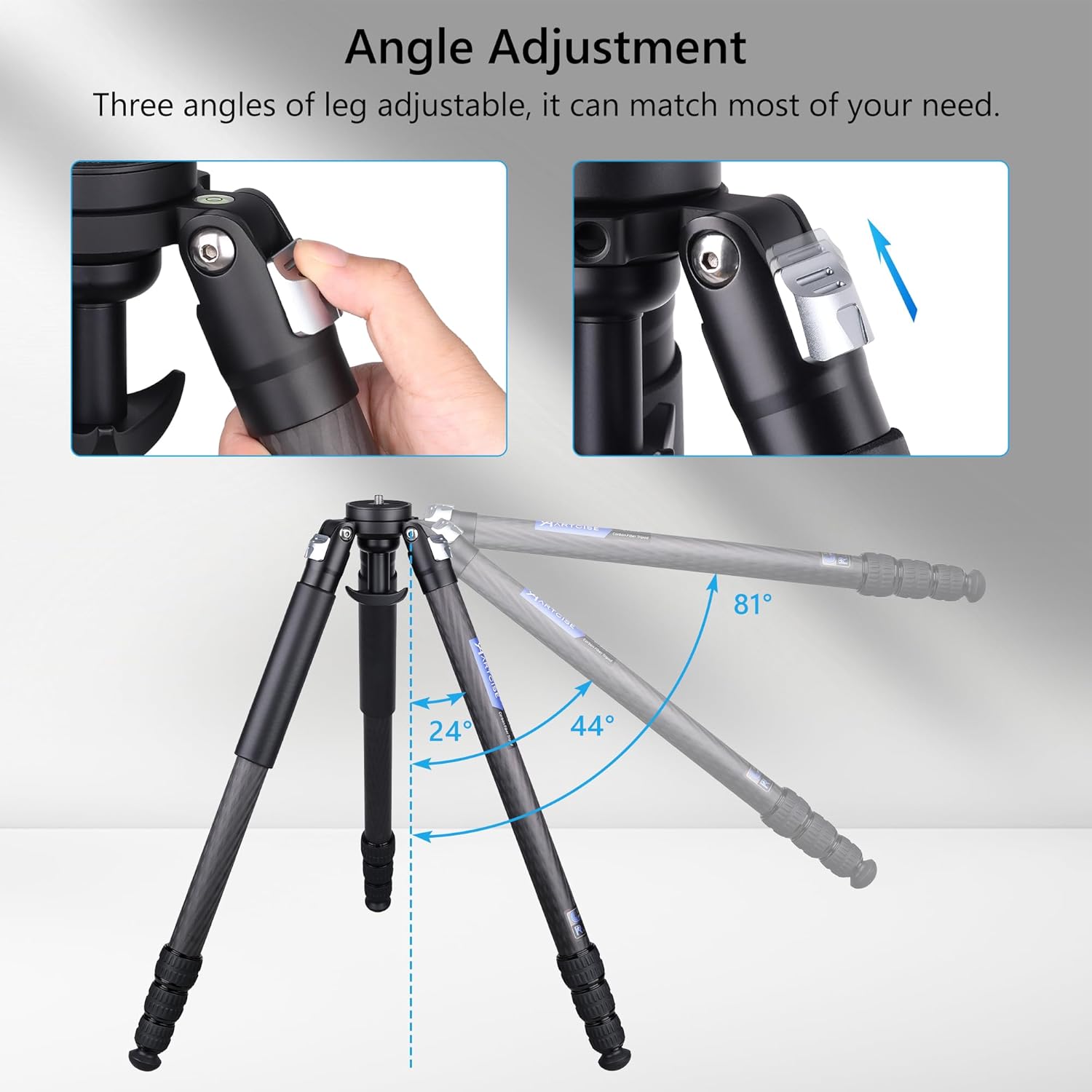 ARTCISE ET80C Carbon Fiber Tripod, 32mm Tube Heavy Duty Camera Tripod with 65mm Bowl Adapter, Max Load 44lbs/20kg, 63in Height for Telephoto Lens(Free Stone Bag+Magic Arm+Phone Clip)