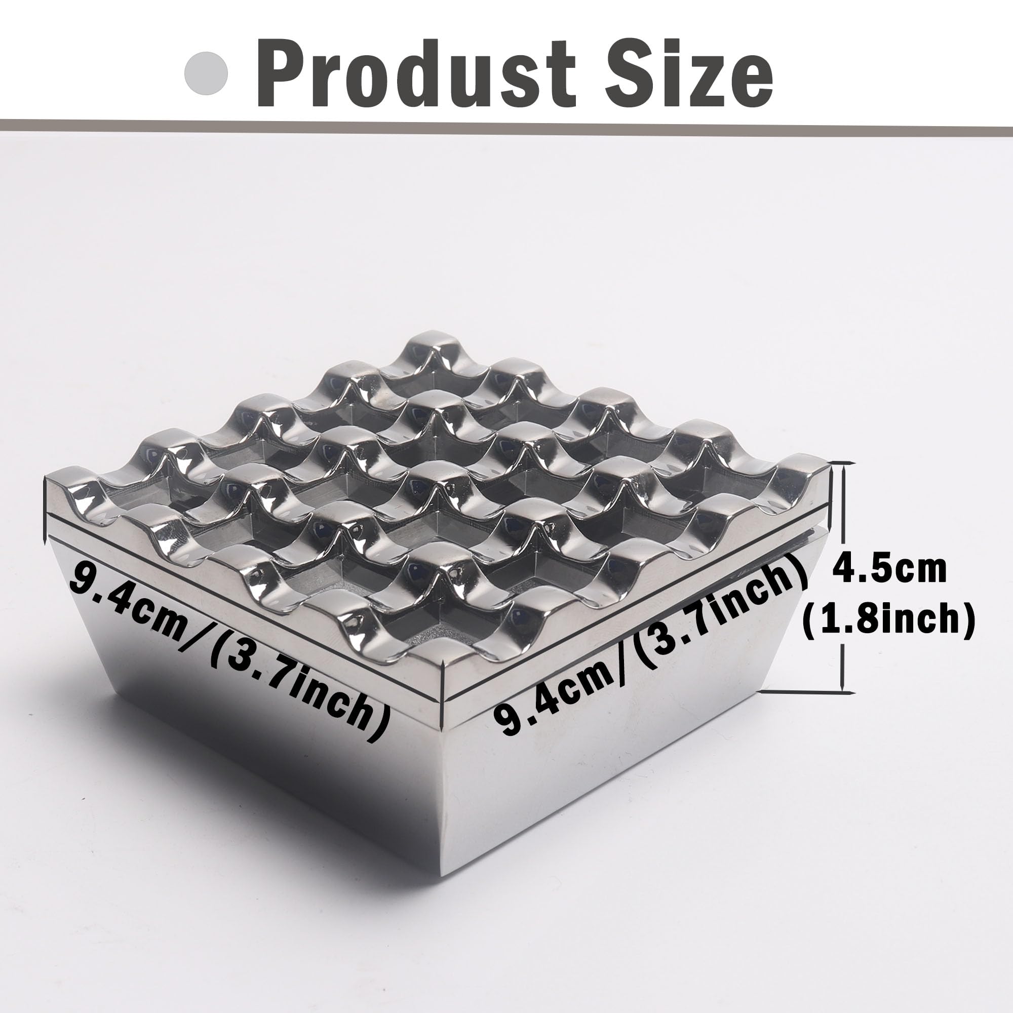 Metal Ashtrays for Cigarettes and Cigars Windproof Ashtray for Home Hotel Garden and Desktop Use,1 Pcs (Silver, Medium-16 hole)