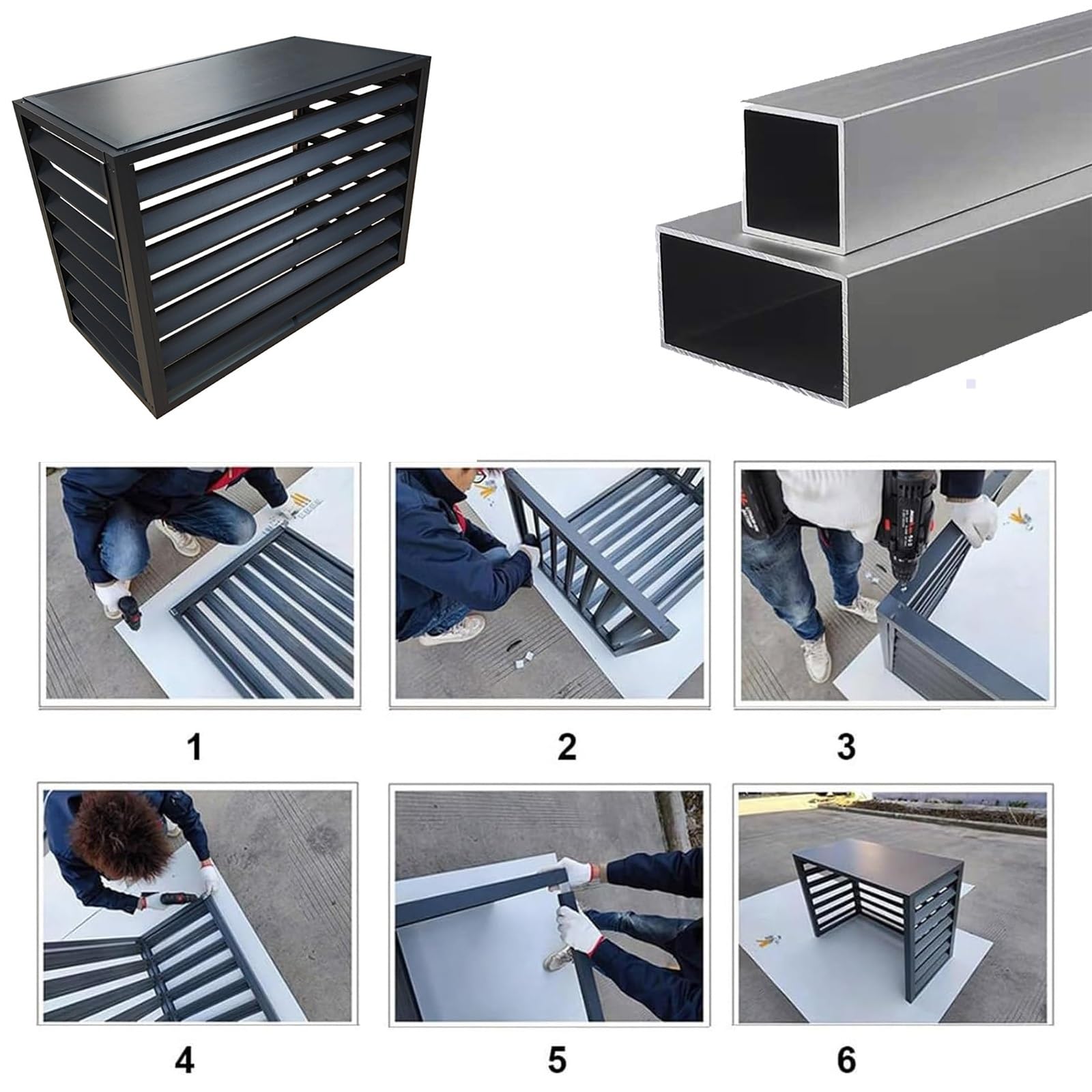 Podzielona pokrywa klimatyzatora do jednostek zewnętrznych, aluminiowa osłona klimatyzatora i pompy ciepła, zewnętrzna osłona ochronna skraplacza, ekran prywatności AC ze stopu aluminium (kolor