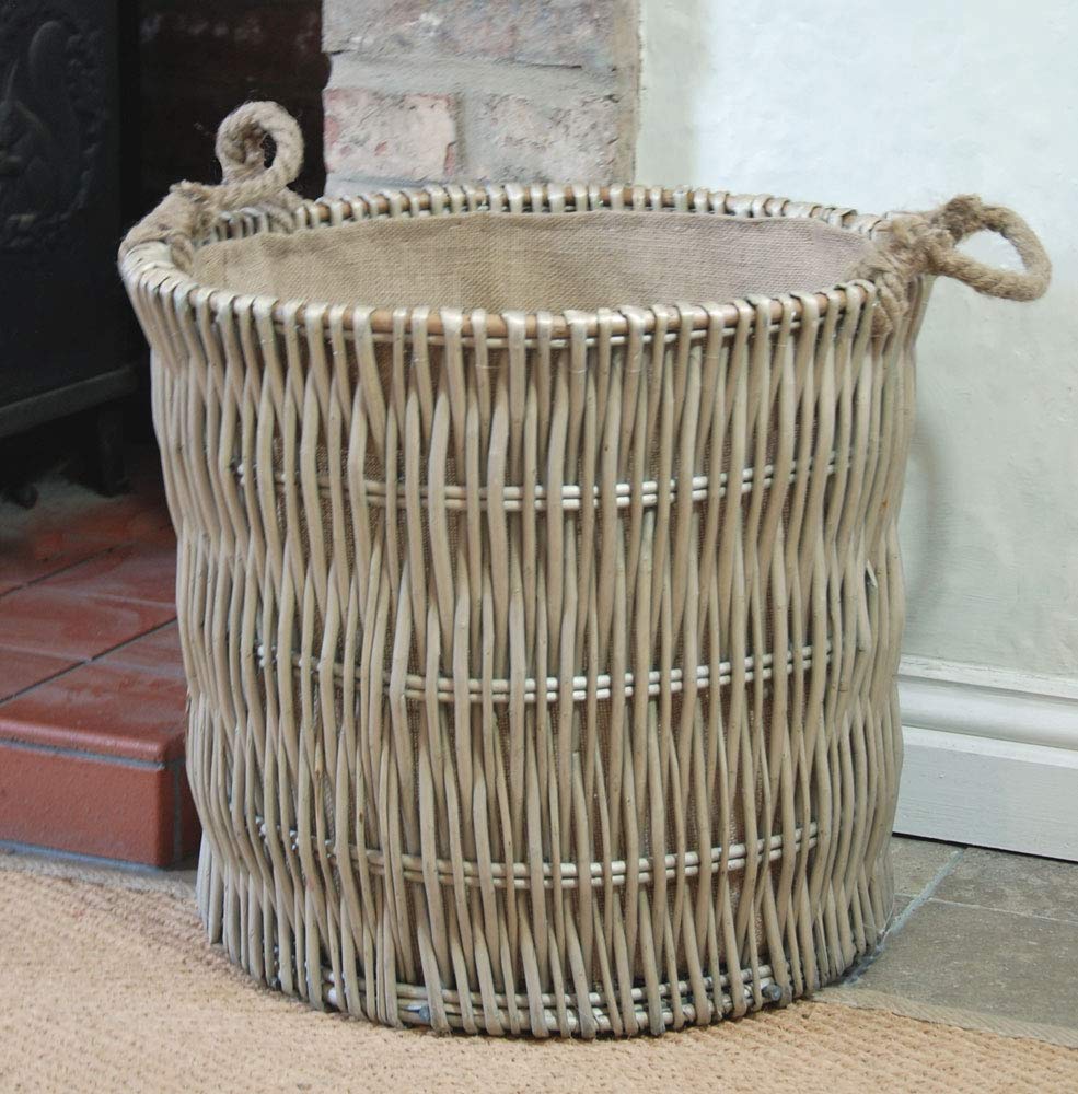 Bowley & Jackson Brown Large Cotswold Antique Pale Washed Willow Log Basket