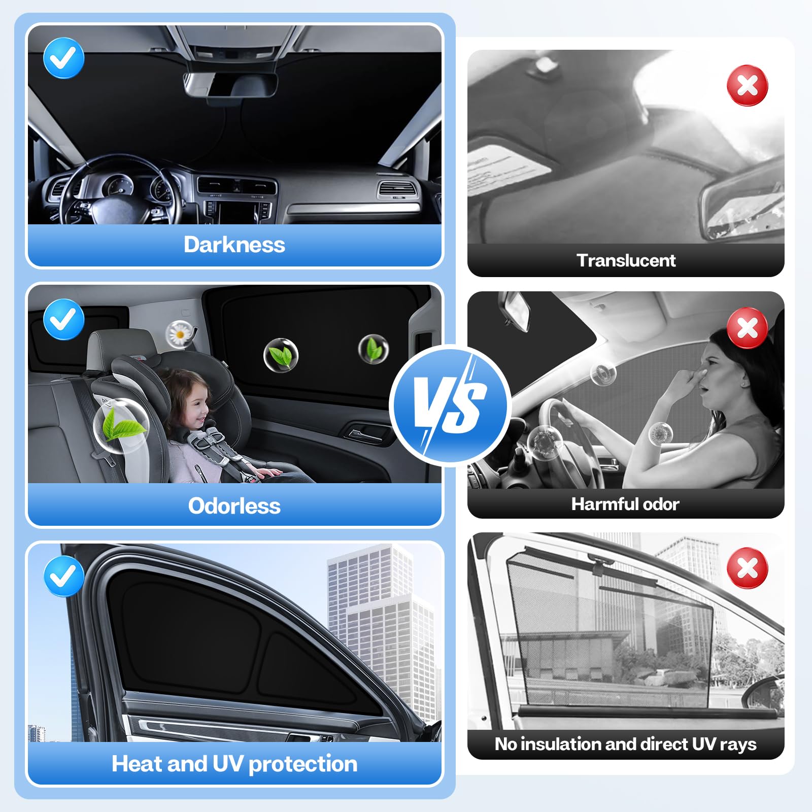 Condition photo showing New/Like New for t tgbros privacy sunshade custom fit for 2017-2023 chrysler pacifica accessories windshield side rear window full set car sun shades foldable blocks uv rays keeps your vehicle cool 8pcs