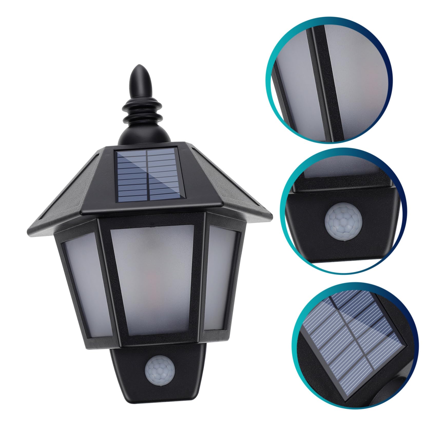 HOMSFOU Solar Wandleuchte mit Bewegungsmelder 2 LED Schwarz für Außen