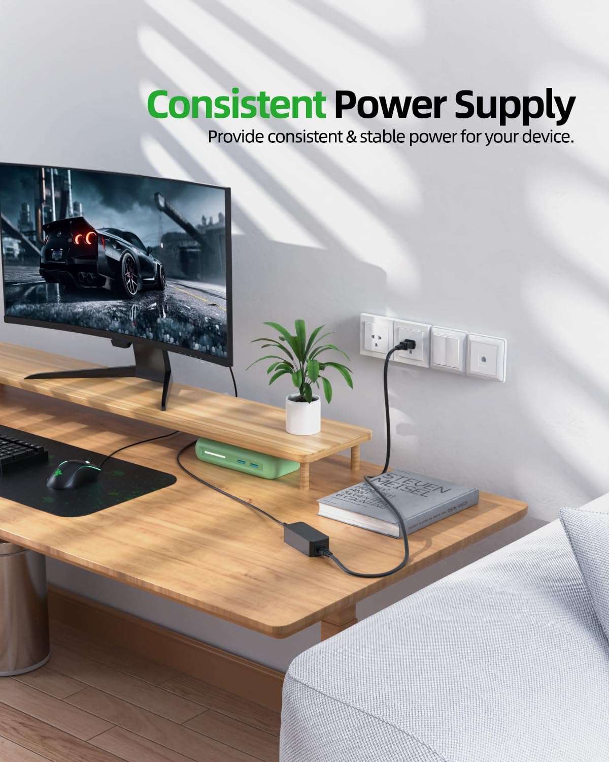 Superer 19V AC Charger Fit for LG 34 inches Monitor 34UM58-P 34UM61-P 34UM57-P 34WK650-W 34WL500-B 34WK500-P 34UM60-P 34UM59-P 34UM56 34UM59B 34UM59R LED LCD Power Supply Adapter Cord