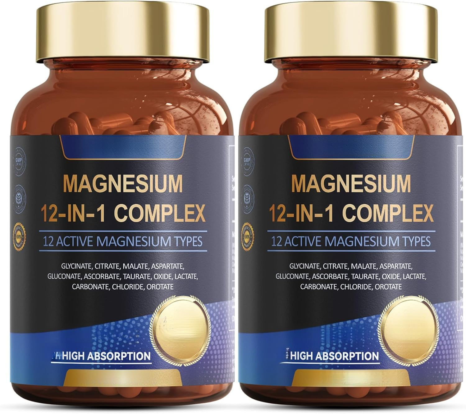 2PCS Complesso di magnesio 12 in 1 Rilassamento muscolare/Supporto cardiaco | La miscela altamente assorbibile supporta la salute delle ossa e dei muscoli e promuove il benessere generale